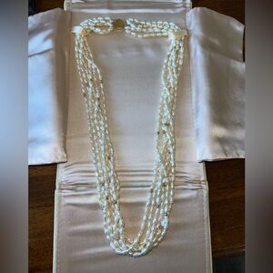 Vintage Honora Freshwater Pearl Necklace- 24”, 6-strand, 14K Gold Clasp